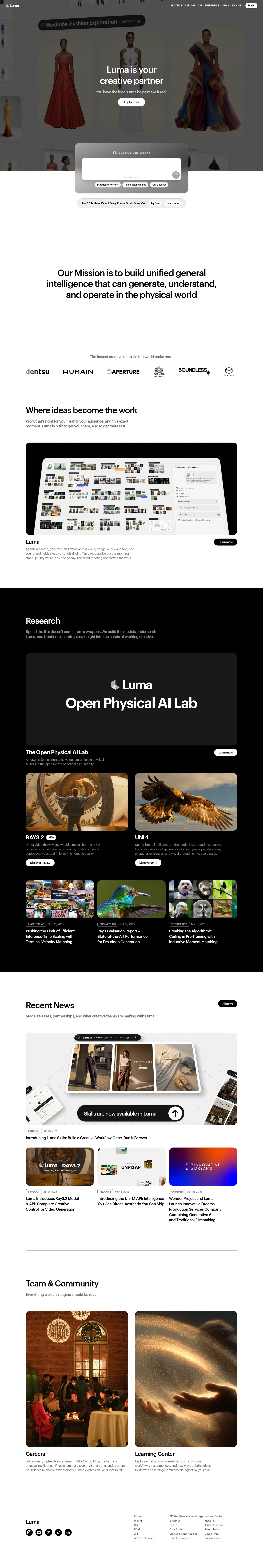 lumalabs.ai on desktop, full screenshot