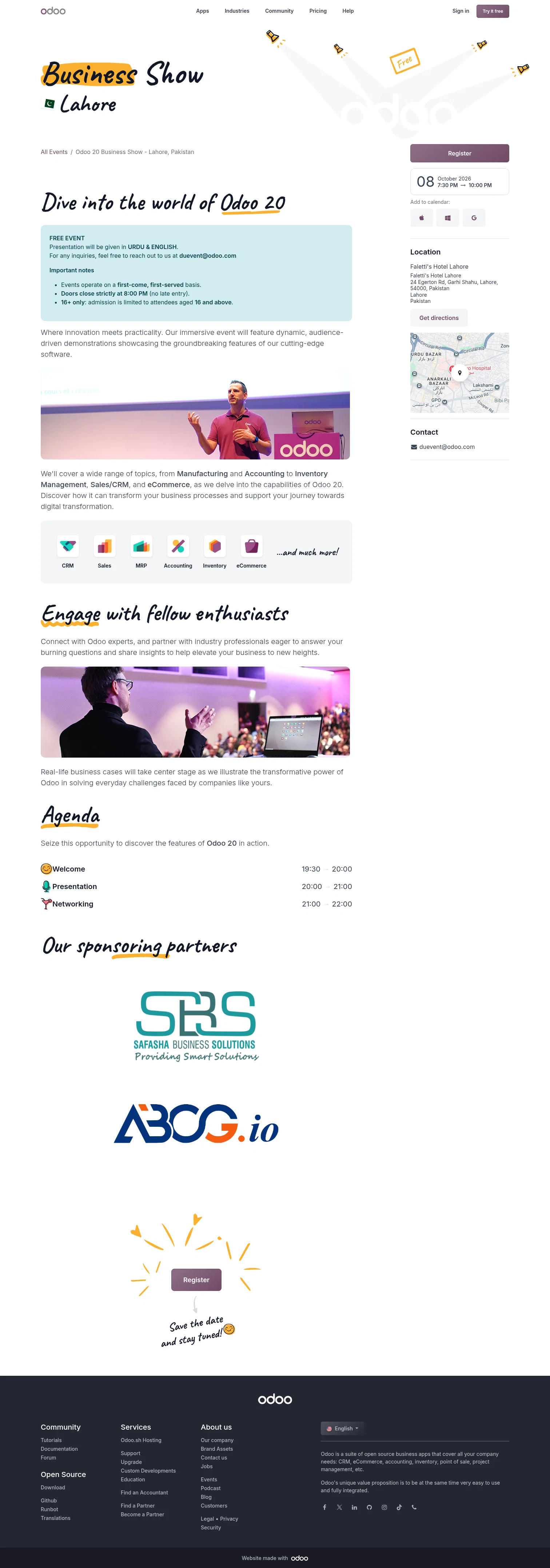 odoo.com/event/odoo-20-business-show-lahore-pakistan-12160/register on desktop