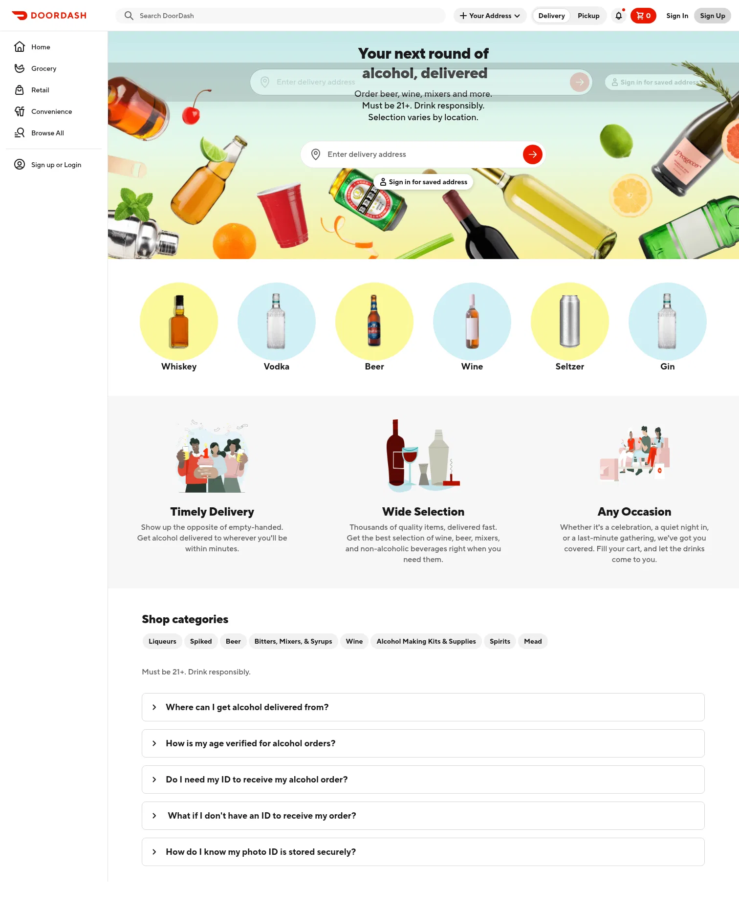doordash.com/p/alcohol-delivery on desktop, full screenshot