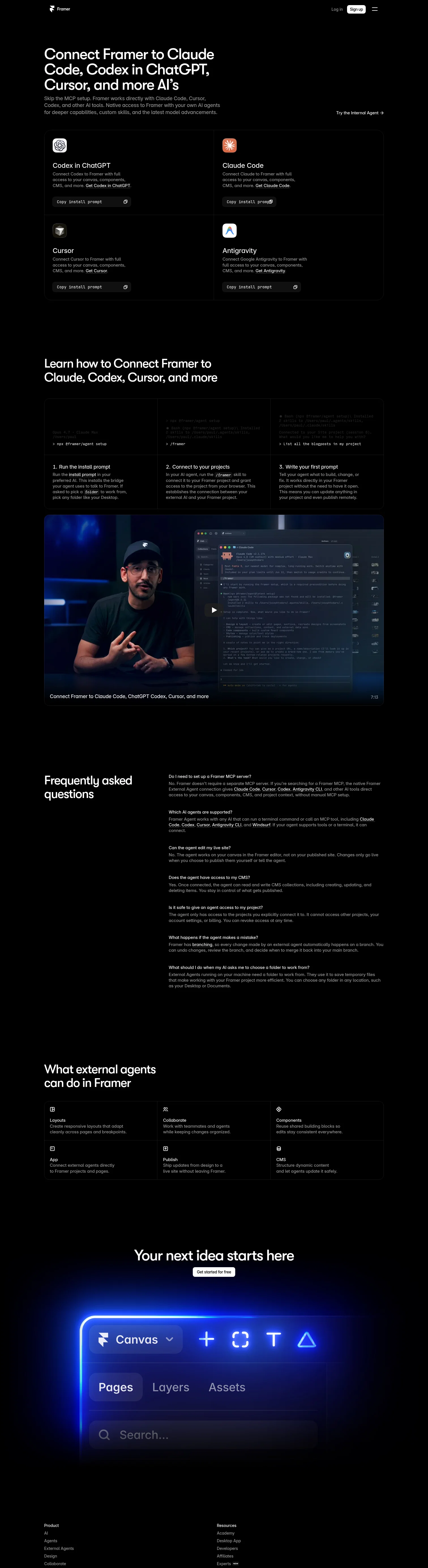 Framer landing page
