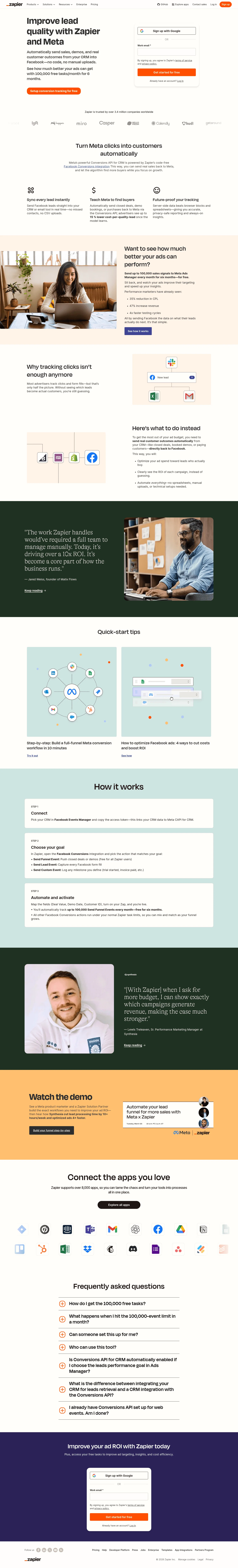 Zapier landing page