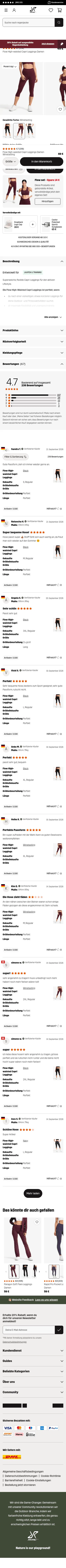 revolutionrace.de/damen/hosen/tights/flow-high-waisted-capri-leggings-women on mobile, full screenshot