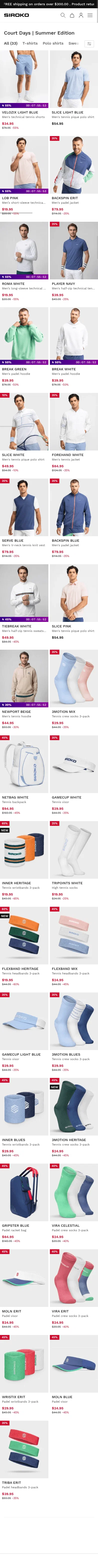 siroko.com/c/flash-sale-padel-tennis-summer-slam-men on mobile