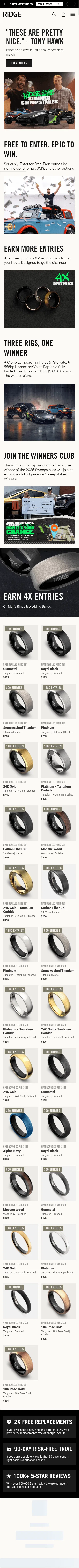 ridge.com/collections/rings-sweeps26 on mobile, full screenshot