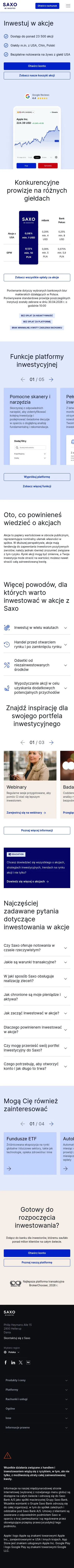 home.saxo/pl-pl/products/stocks on mobile, full screenshot