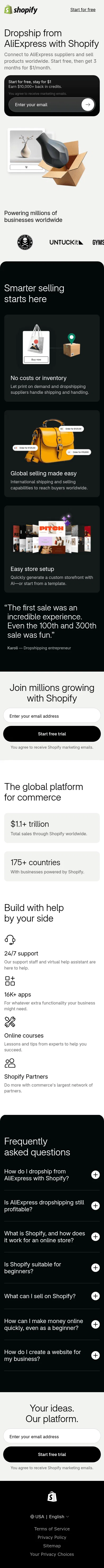 shopify.com/ppc/dropshipping/aliexpress on mobile