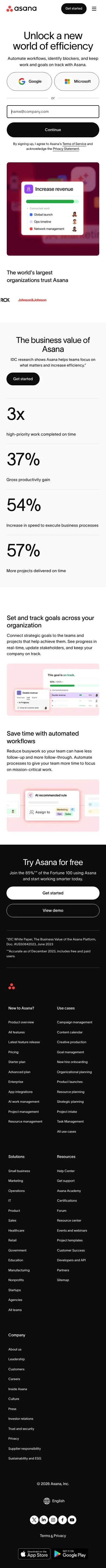 asana.com/campaign/efficiency on mobile, full screenshot