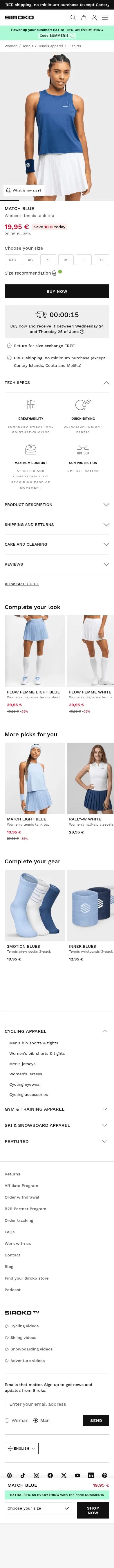 siroko.com/p/match-blue-tennis-tank-top-women on mobile