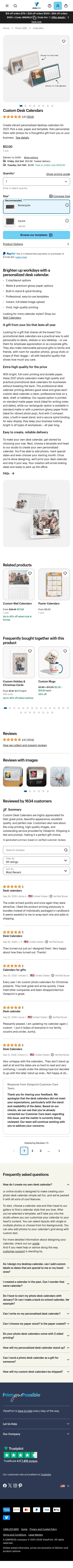 vistaprint.com/photo-gifts/calendars/desk-calendars on mobile, full screenshot