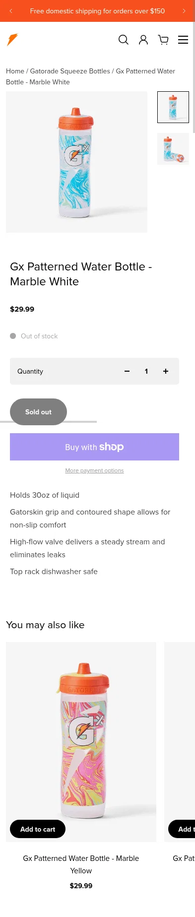 shopgatorade.com.au/products/gx-patterned-water-bottle-marble-white on mobile