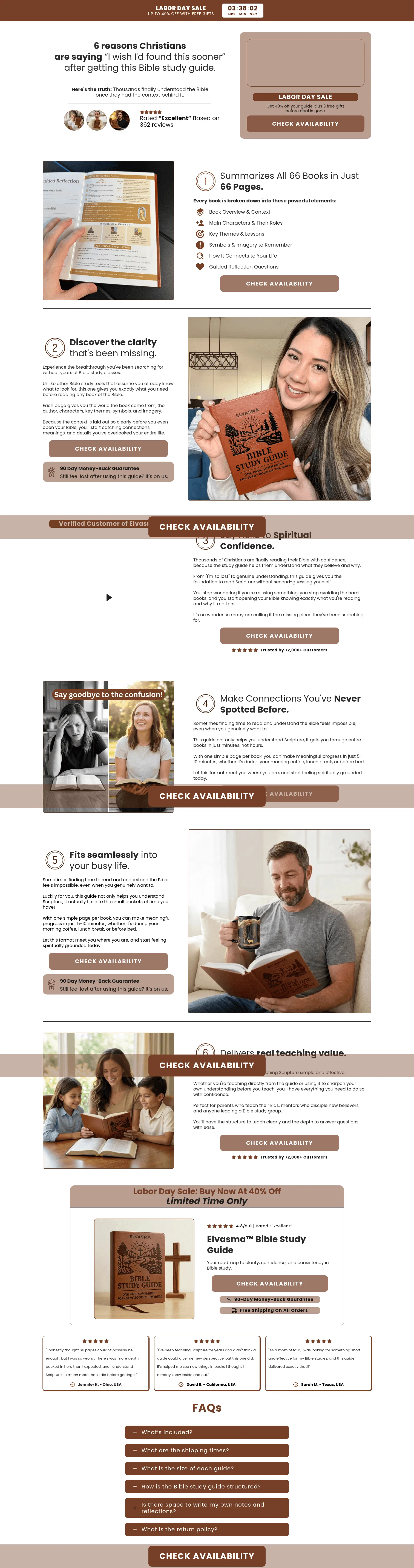 Elvasma landing page