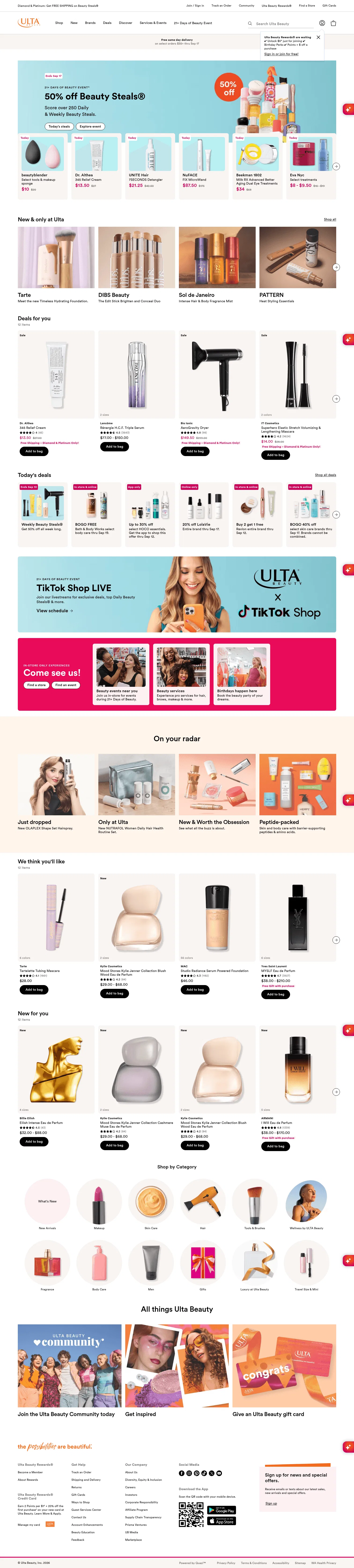ulta.com on desktop, full screenshot