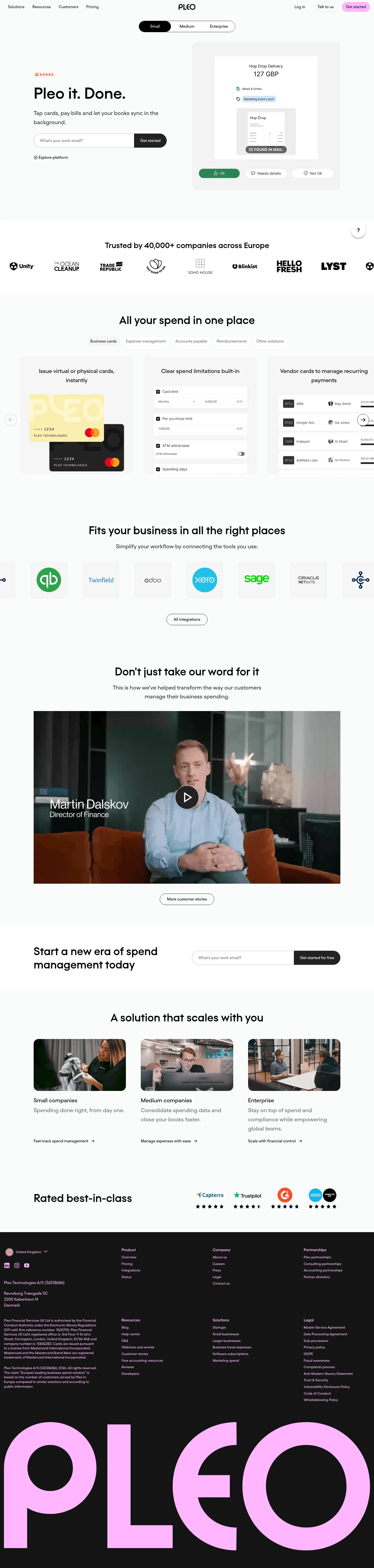 pleo.io/en/lp/small on desktop, full screenshot