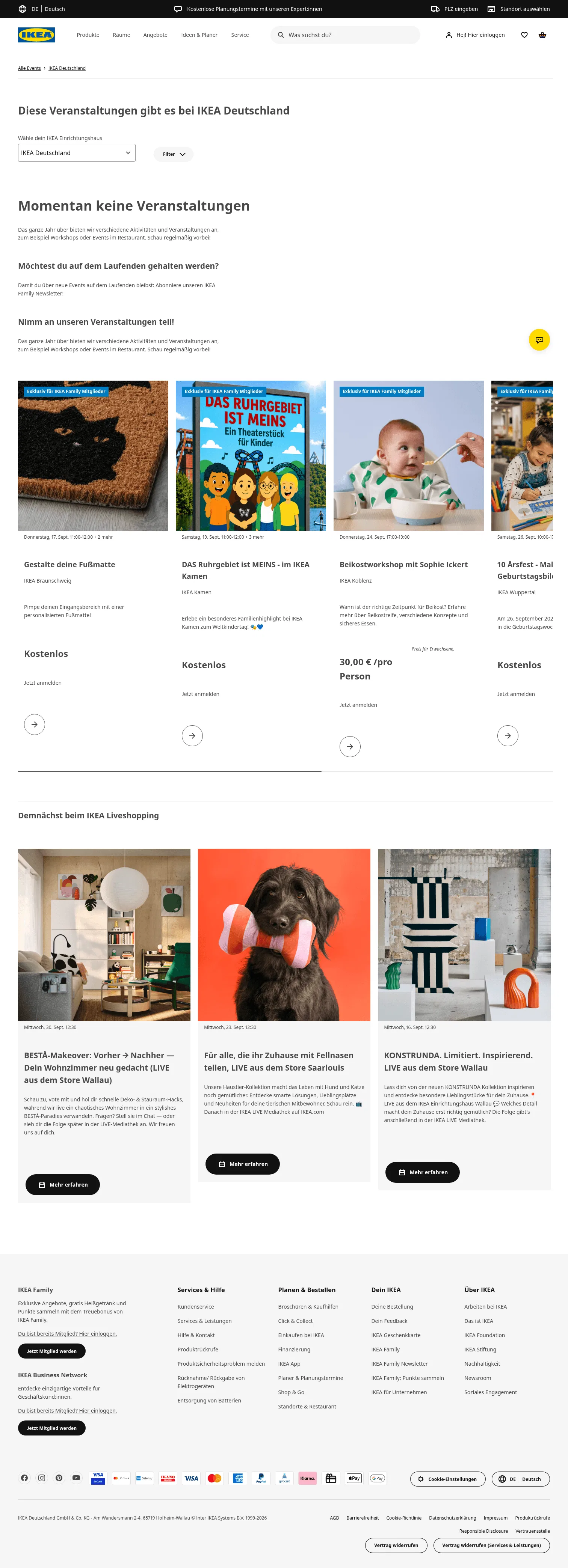 ikea.com/de/de/stores/events/ikea-deutschland on desktop, full screenshot