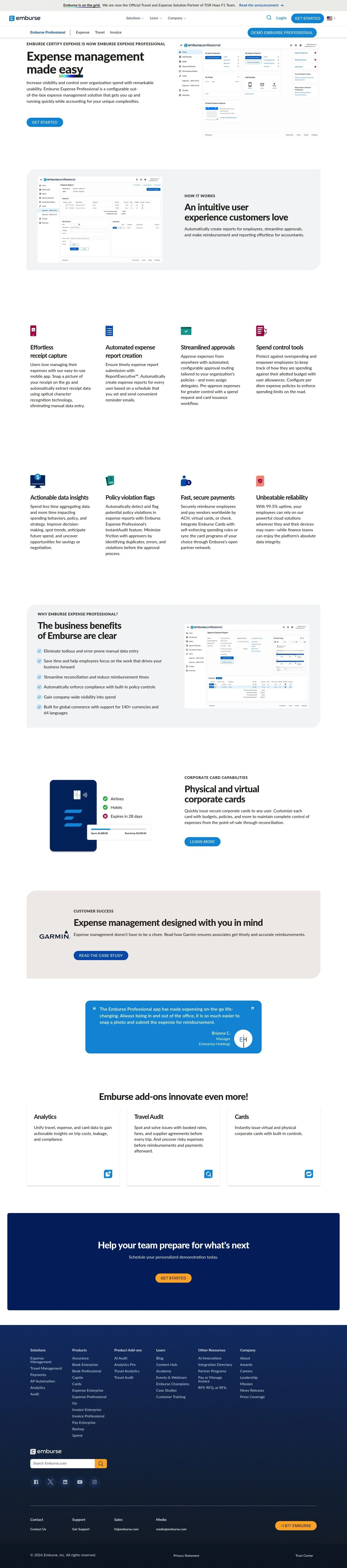 Emburse landing page