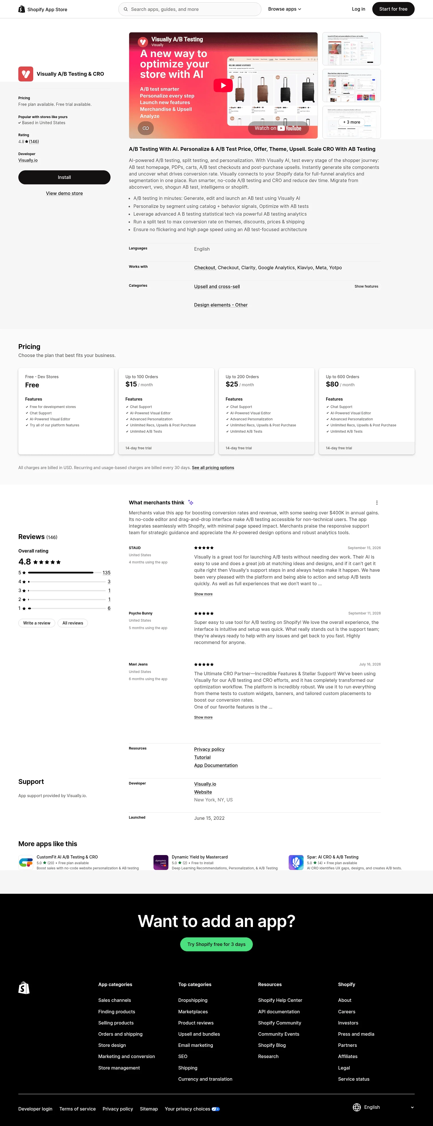 Visually.io landing page