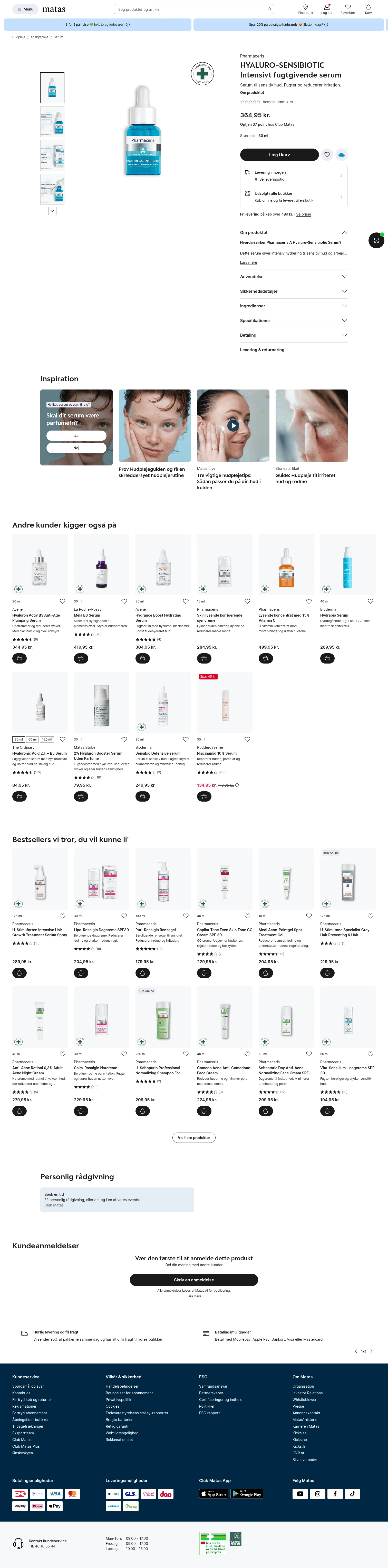 matas.dk/pharmaceris-fugtgivende-serum-30-ml on desktop