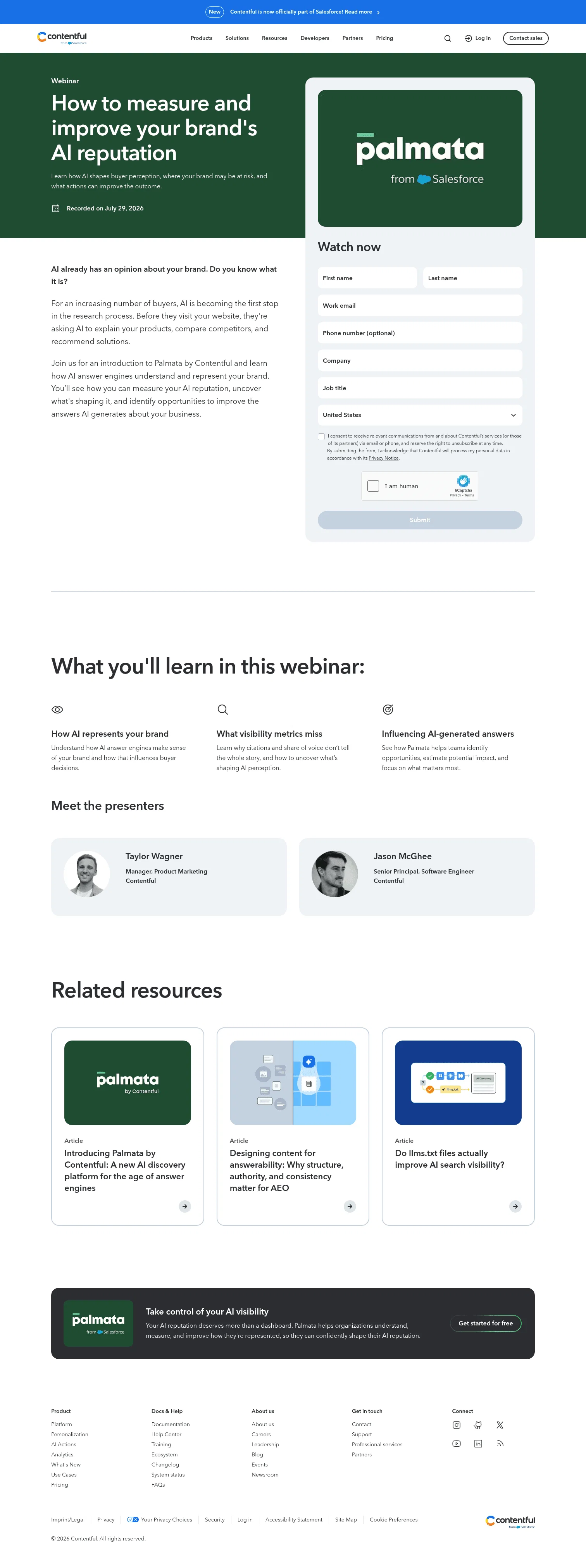 Contentful landing page