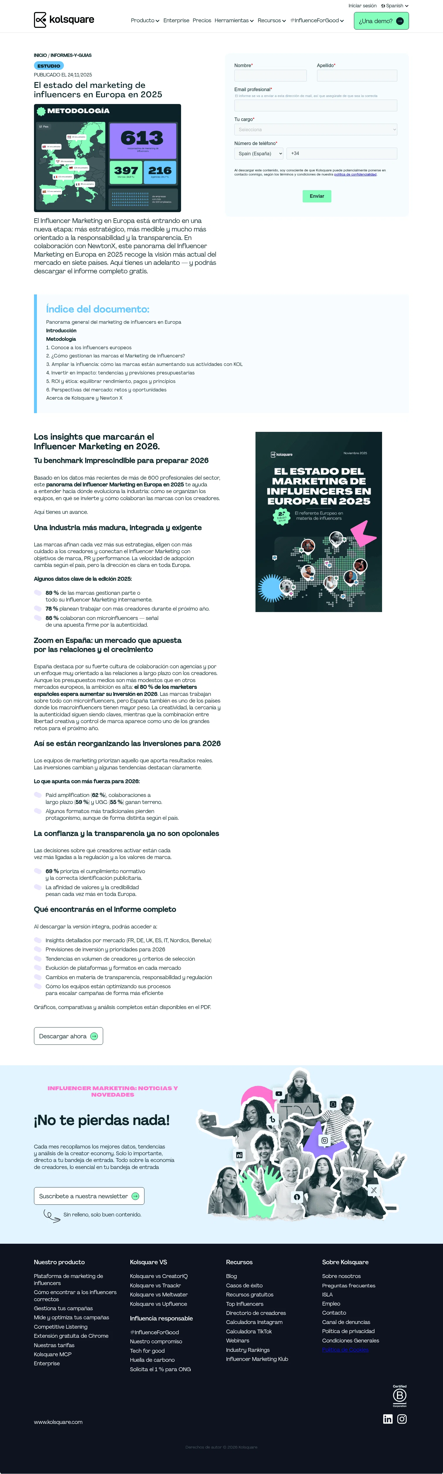 kolsquare.com/es/informes-y-guias/el-estado-del-marketing-de-influencers-en-europa-en-2025 on desktop
