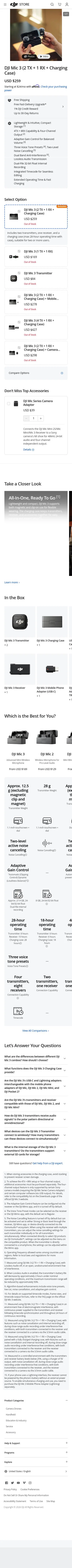 store.dji.com/product/dji-mic-3 on mobile, full screenshot