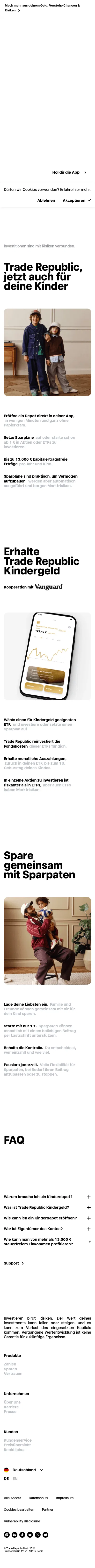 traderepublic.com/de-de/child-savings-account on mobile, full screenshot