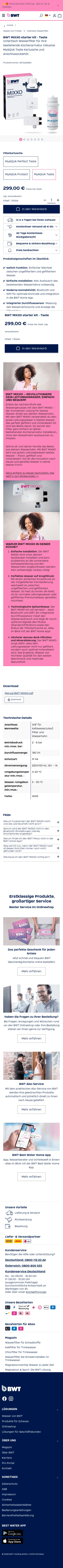 bwt.com/de-de/shop/BWT-MIXXO-starter-kit-Taste/SET0203263 on mobile, full screenshot