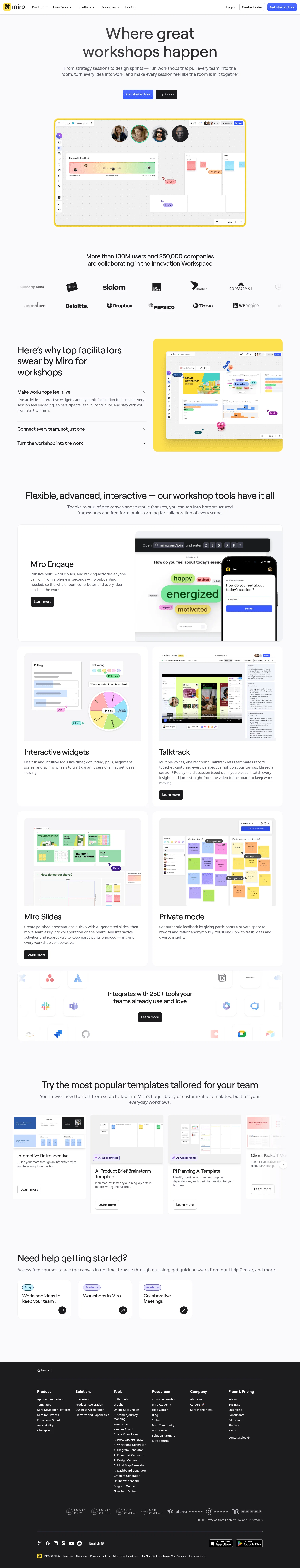 Miro landing page