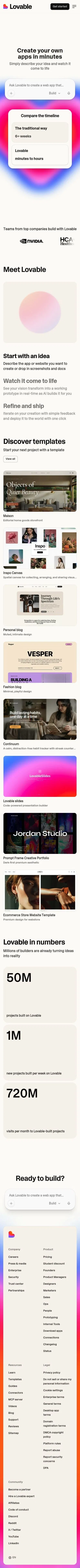 lovable.dev/meta-time on mobile, full screenshot