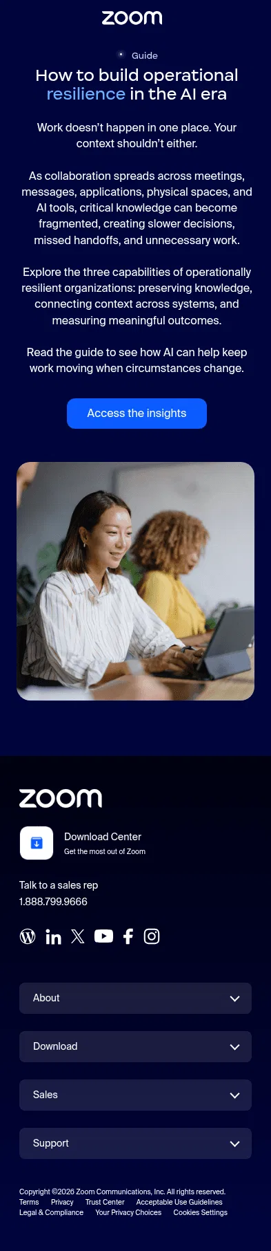 click.zoom.com/resources/operational-resilience-ai-era on mobile, full screenshot