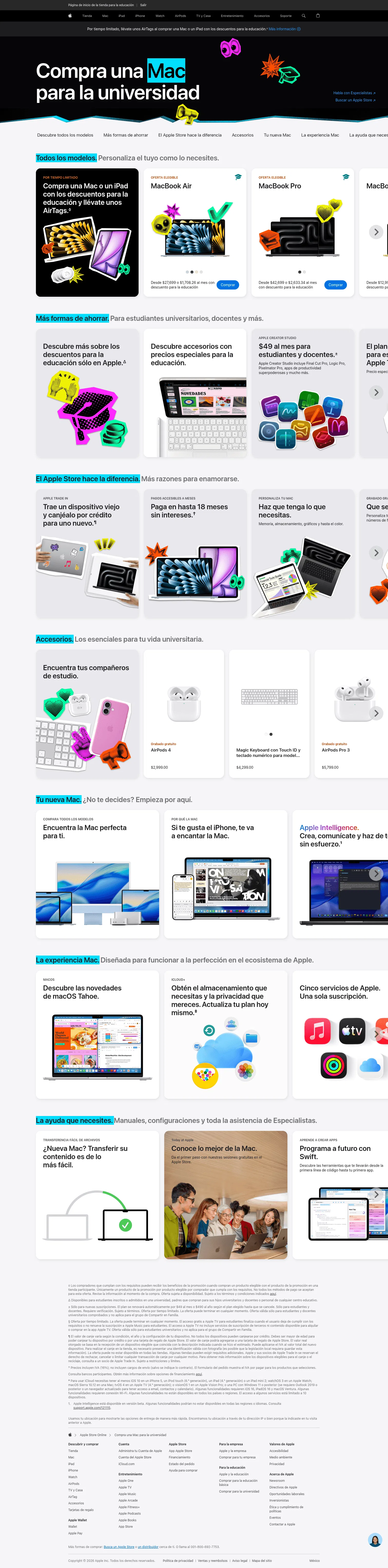 apple.com/mx-edu/shop/buy-mac on desktop, full screenshot