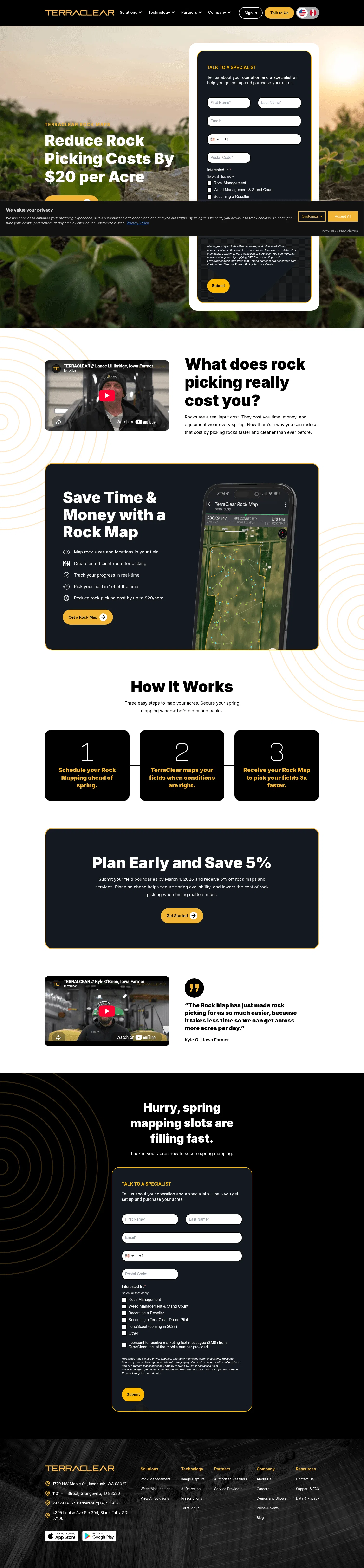 terraclear.com/book-now on desktop, full screenshot