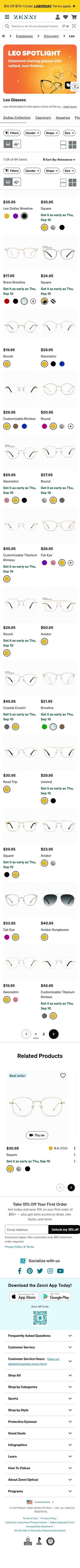 zennioptical.com/b/eyewear/leo-glasses on mobile