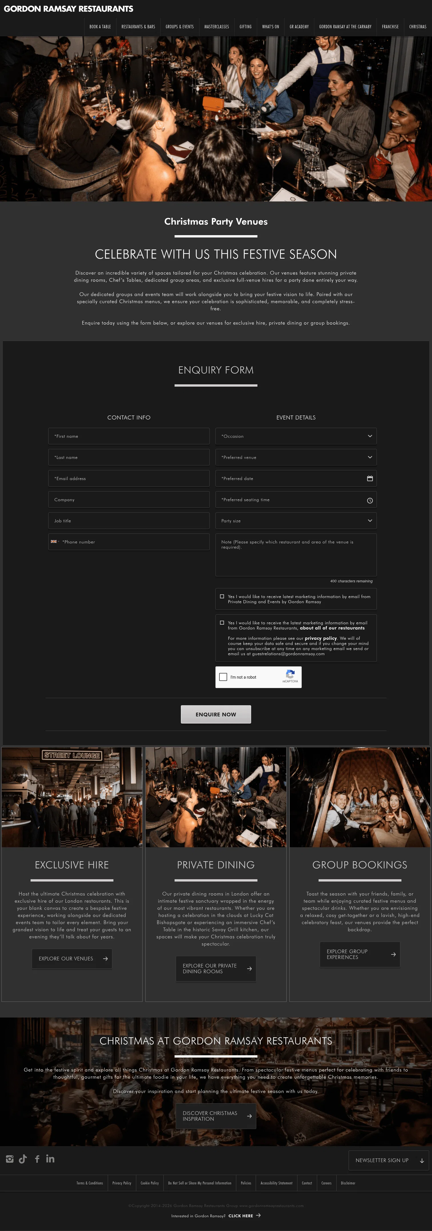 gordonramsayrestaurants.com/christmas/events on desktop, full screenshot