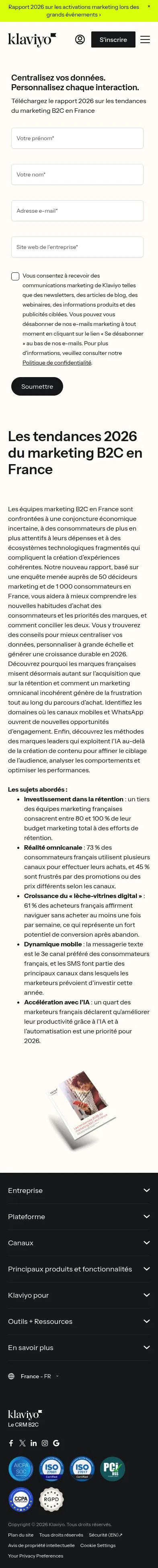 klaviyo.com/fr/marketing-resources/b2c-marketing-france-2026 on mobile, full screenshot