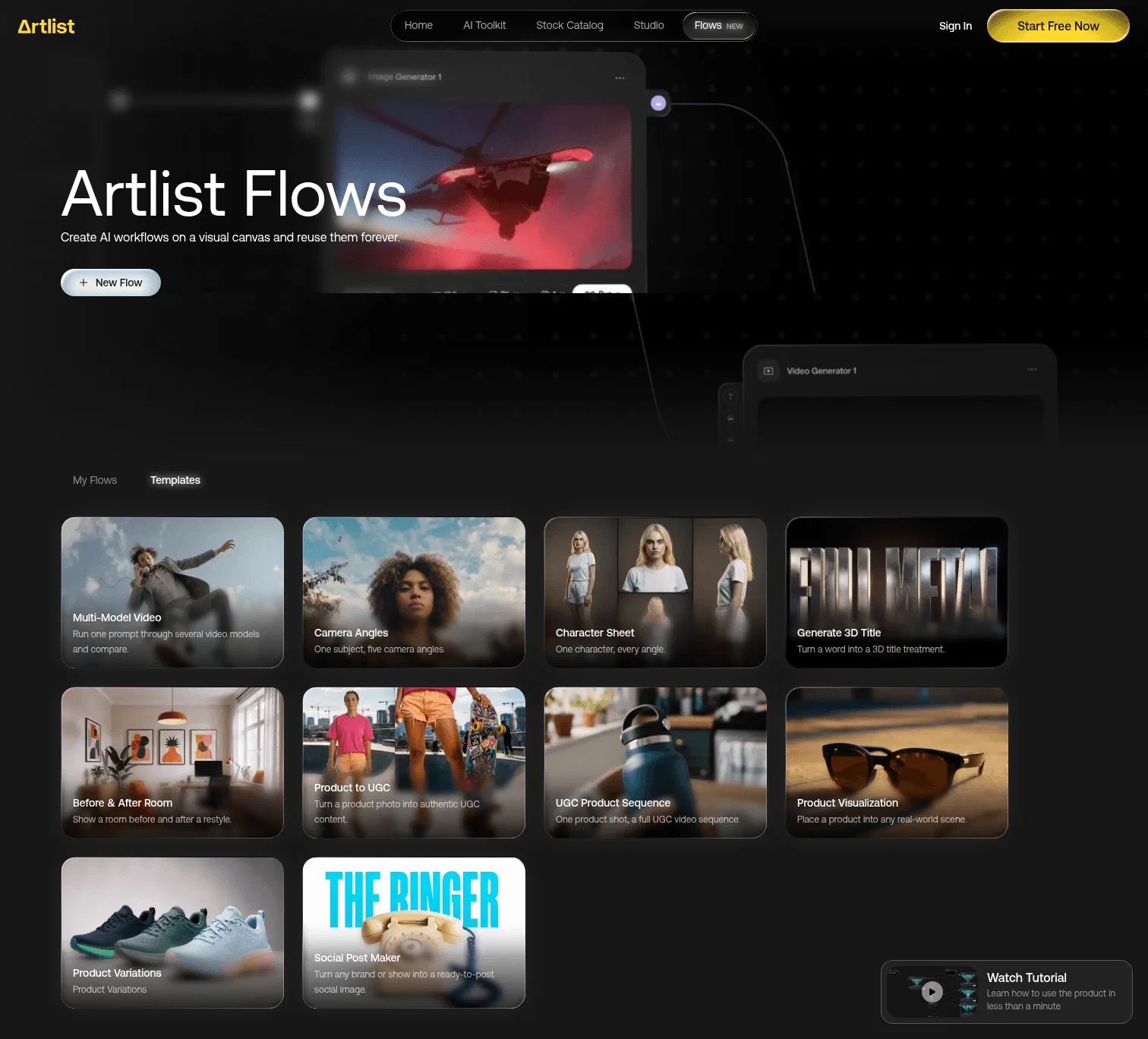 flows.artlist.io on desktop, full screenshot
