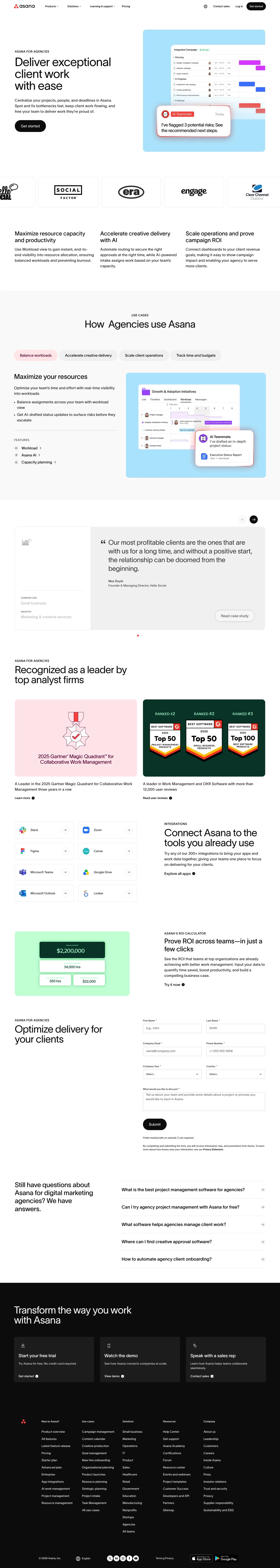 asana.com/agencies on desktop, full screenshot