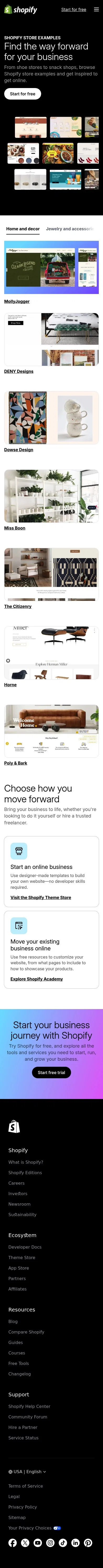 shopify.com/examples on mobile