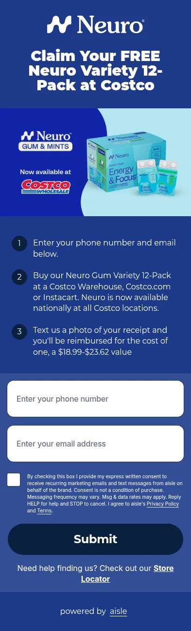 try.gotoaisle.com/neuro-jer on mobile, full screenshot