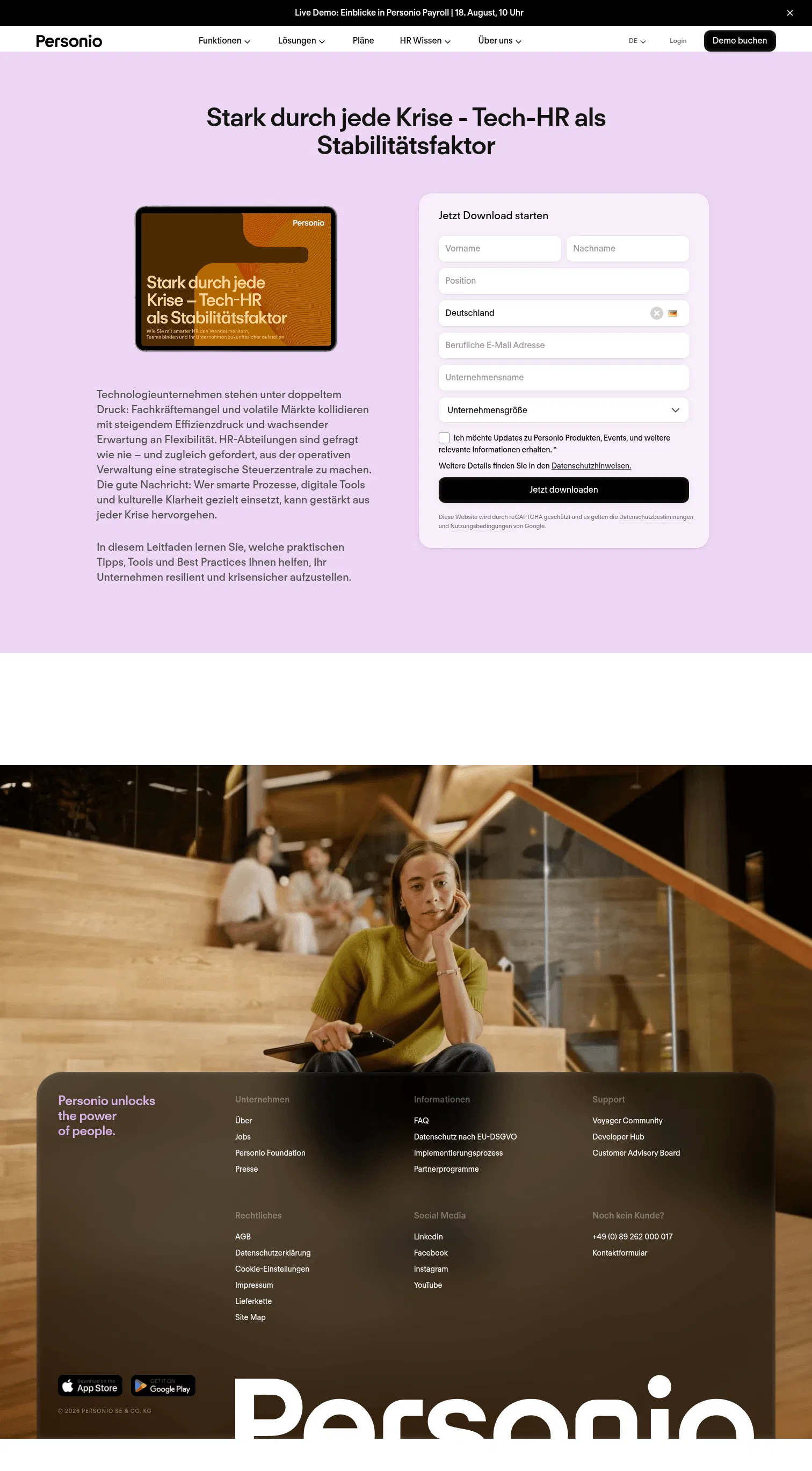 personio.de/hr-wissen/downloads/tech-hr on desktop, full screenshot