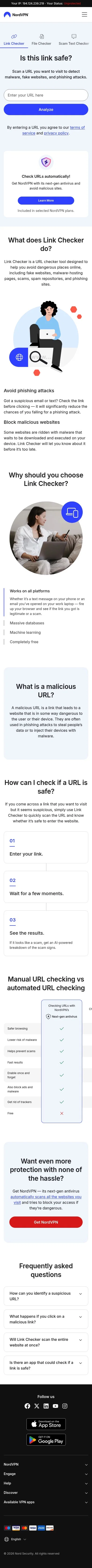 nordvpn.com/link-checker on mobile