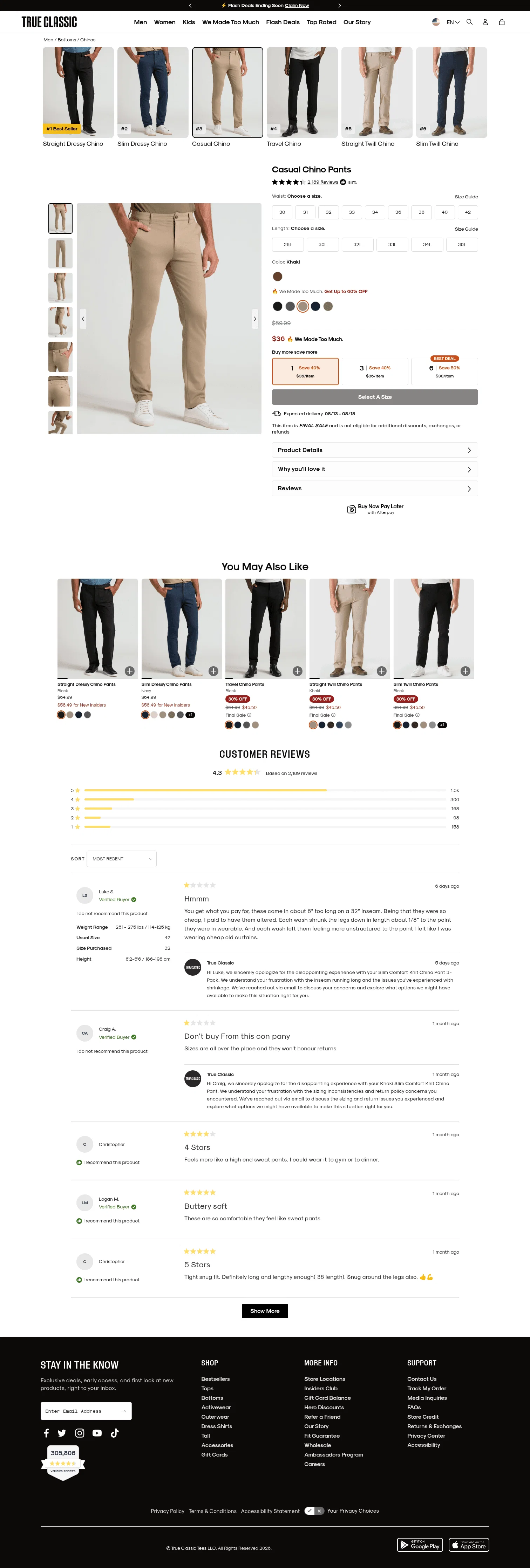 trueclassictees.com/products/khaki-comfort-chino-pants on desktop