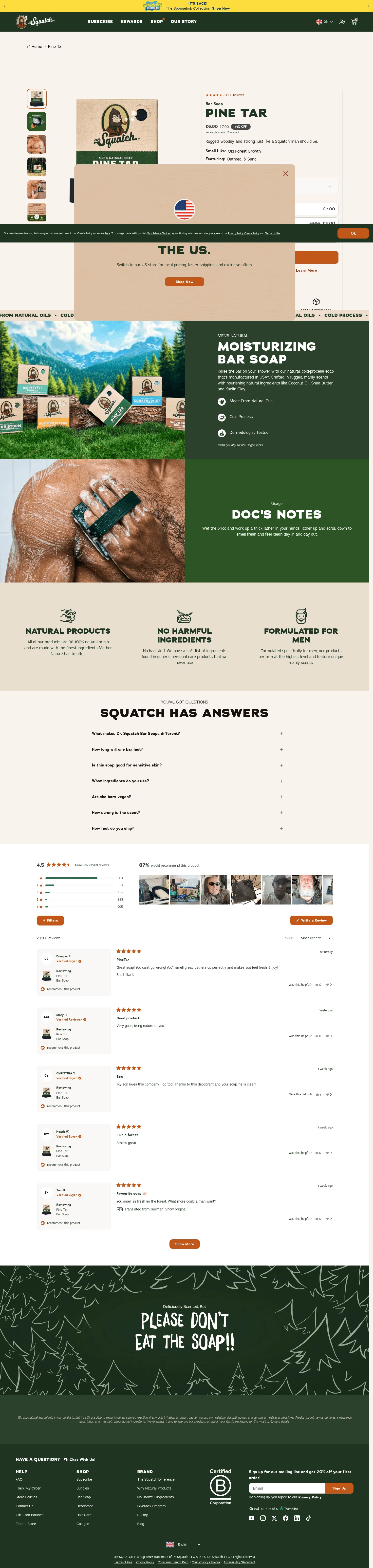 intl.drsquatch.com/products/pine-tar on desktop, full screenshot