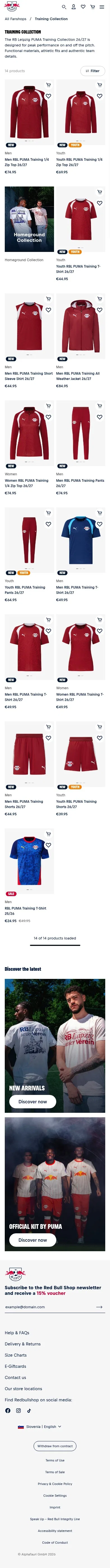 redbullshop.com/en-int/c/rbl-training-collection on mobile, full screenshot