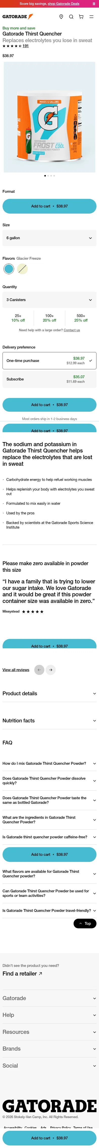 gatorade.com/bulk-orders/gatorade-thirst-quencher/glacier-freeze-6-gallon-canister-00052000340242 on mobile