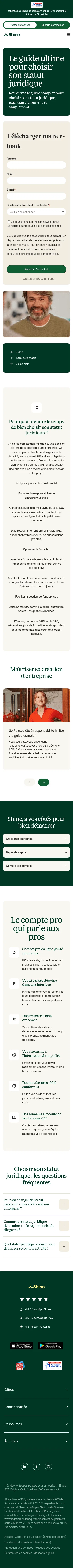 shine.fr/ebook-choisir-son-statut-juridique on mobile, full screenshot