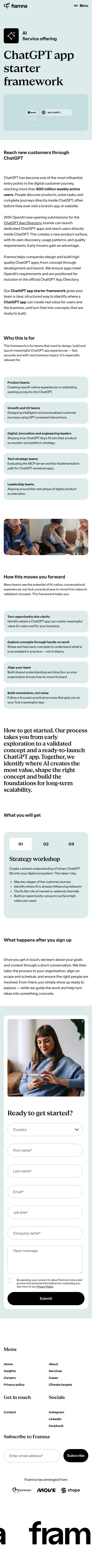 framna.com/services/chatgpt-app-starter-framework on mobile, full screenshot