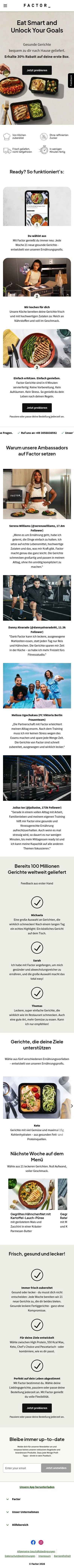 factormeals.de on mobile, full screenshot