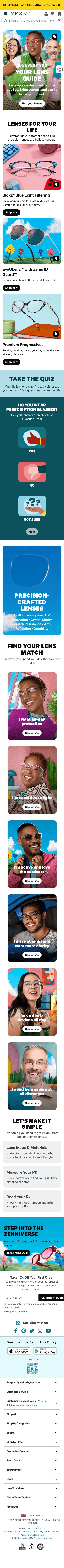 zennioptical.com/glasses-lenses on mobile