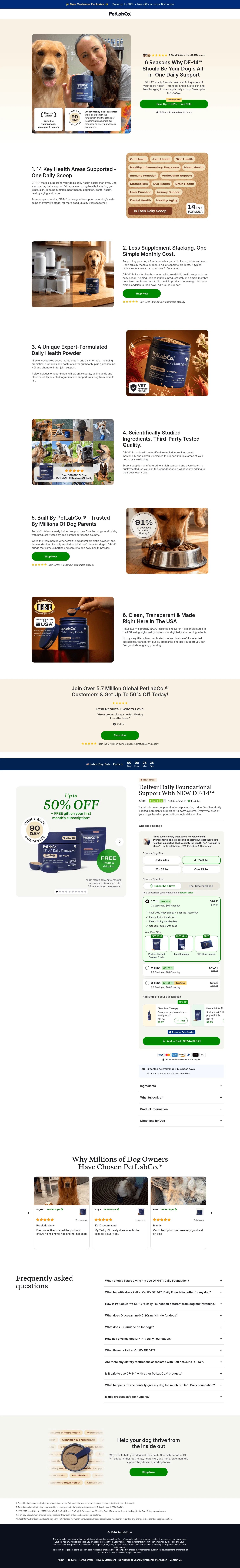 campaigns.thepetlabco.com/df-14-daily-foundation-multifunctional-dog-supplement/6reasons/stkcta on desktop, full screenshot