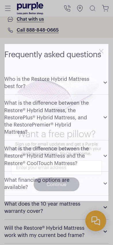purple.com/mattresses/restore on mobile